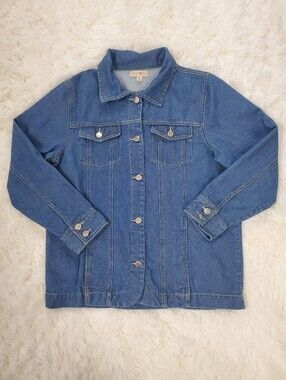 Turtle Bay New York Size L Classic Button Front Long Sleeve Denim Jacket